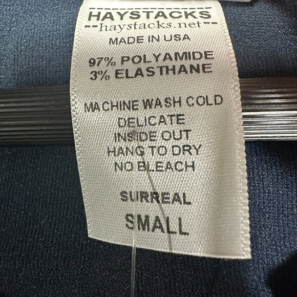 Haystacks Top Womens Small Navy Conduit 3/4 Sleeve Textured Top Brazilian NEW - Picture 6 of 8